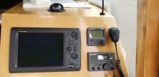  Yacht Photos Pics Control panel of 2010 Mission-Craft Mis 35 boat with navigation and communication devices.