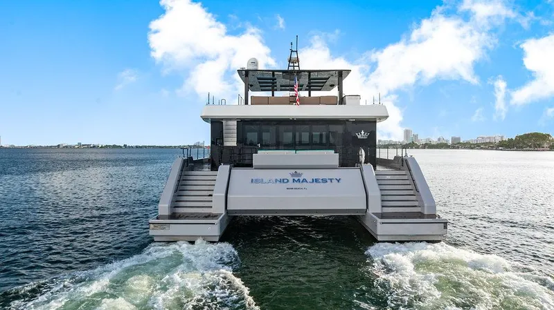 Island Majesty Yacht Photos Pics Luxury Sunreef 70 yacht "Island Majesty" cruising on open water, 2018 model.