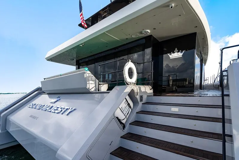 Island Majesty Yacht Photos Pics Luxury Sunreef 70 yacht, 2018 model, featuring elegant design and spacious deck.