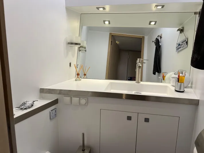  Yacht Photos Pics Modern bathroom interior on Vripack Utopia 58 yacht, 2013 model.