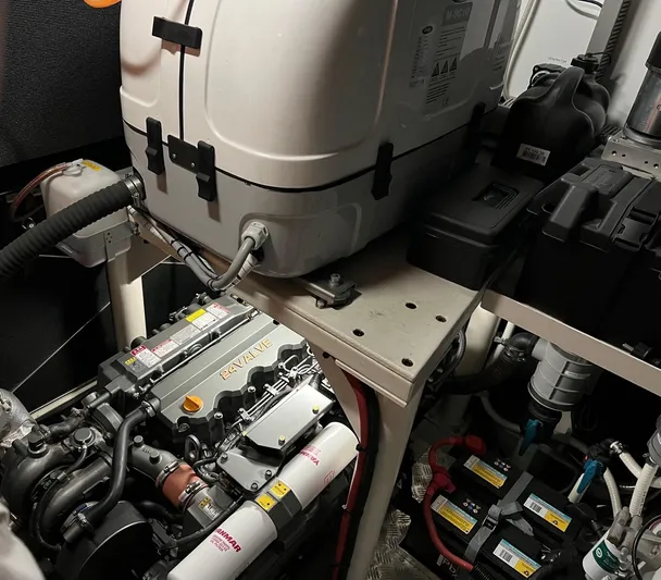  Yacht Photos Pics Engine room of 2013 Vripack Utopia 58 yacht, showcasing machinery and components.