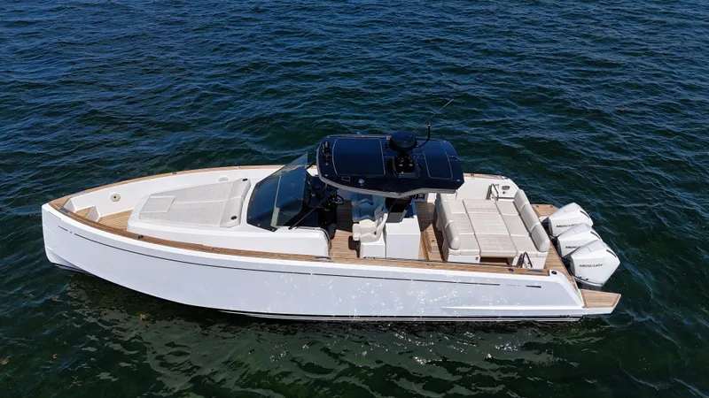  Yacht Photos Pics 2020 Pardo Yachts 38 cruising on open water, showcasing sleek design and luxury features.