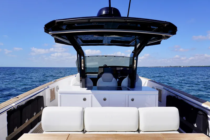  Yacht Photos Pics 2020 Pardo Yachts 38 on open sea, featuring sleek design and modern amenities.