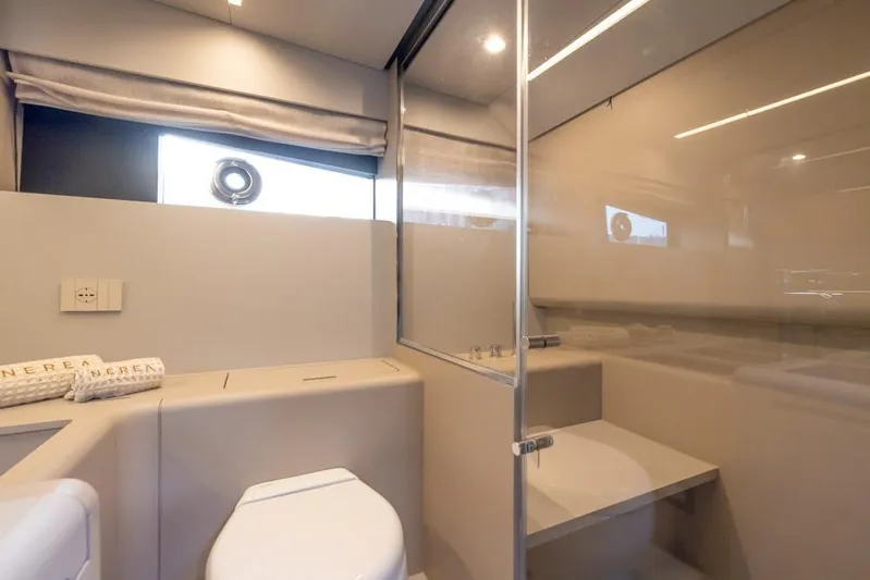  Yacht Photos Pics Luxurious bathroom interior of 2024 Nerea Yacht NY40 with modern fixtures and elegant design.