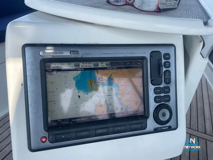  Yacht Photos Pics Navigation system on 2011 Beneteau Oceanis 46 sailboat, displaying nautical chart.