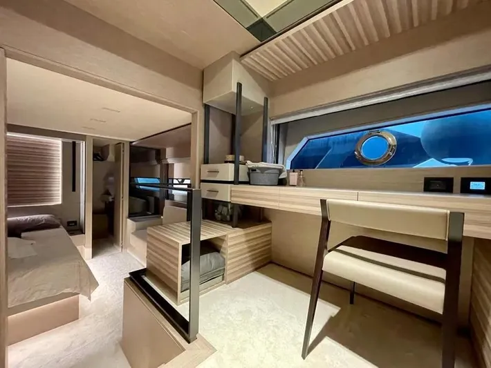  Yacht Photos Pics Luxurious interior of 2021 Ferretti Yachts 670, featuring modern design and elegant furnishings.