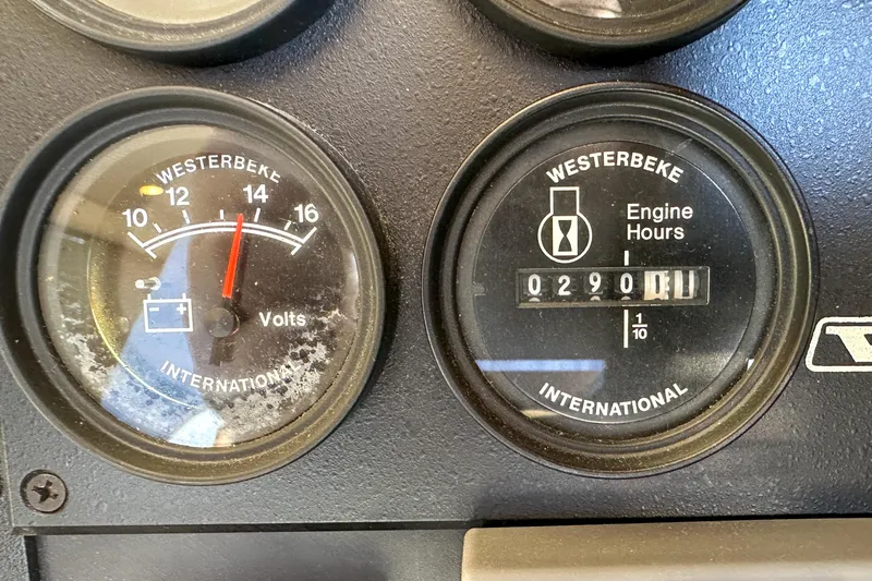  Yacht Photos Pics Close-up of Westerbeke gauges on 2012 Bluewater 5200 Custom Series Yacht.