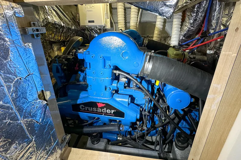  Yacht Photos Pics Engine room of 2012 Bluewater 5200 Custom Series Yacht with Crusader engine.