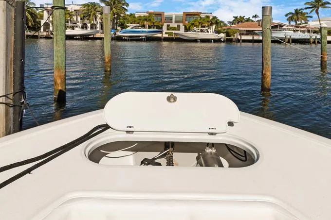 Seas The Day Yacht Photos Pics 2020 Yellowfin 39 Center Console boat docked in marina.