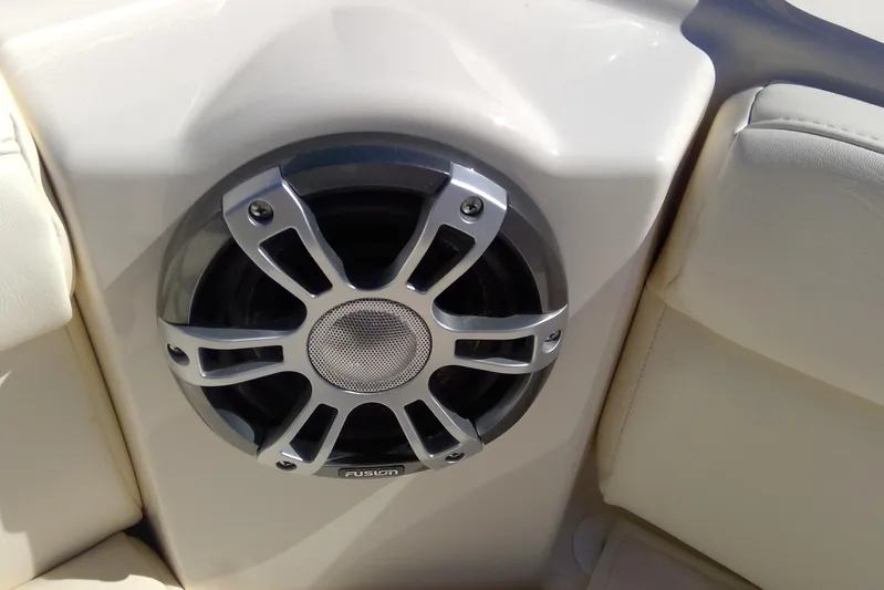  Yacht Photos Pics Speaker on 2023 Grady-White Freedom 285 boat, featuring Fusion audio system.