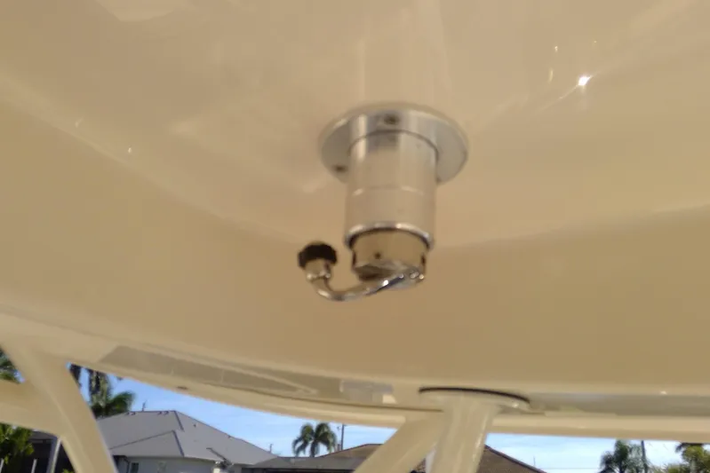  Yacht Photos Pics 2023 Grady-White Freedom 285 boat detail, featuring a mounted metal fixture.
