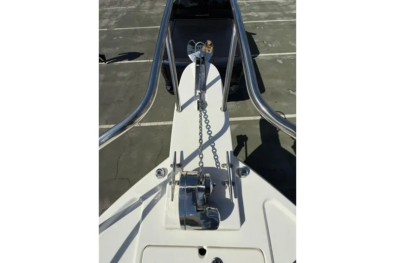 Yacht Photos Pics 2023 Parker 2320 Sport Cabin boat anchor and chain on deck.