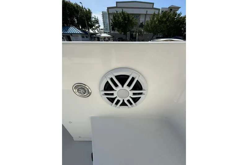 Yacht Photos Pics Speaker and light fixture on 2023 Parker 2320 Sport Cabin boat interior.