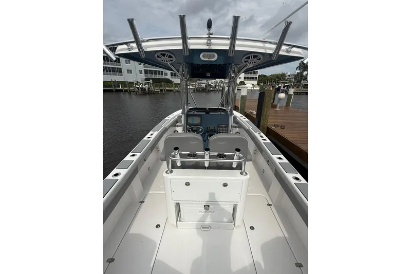  Yacht Photos Pics 2026 Falcon Boats 26 model, sleek interior view at marina dock.