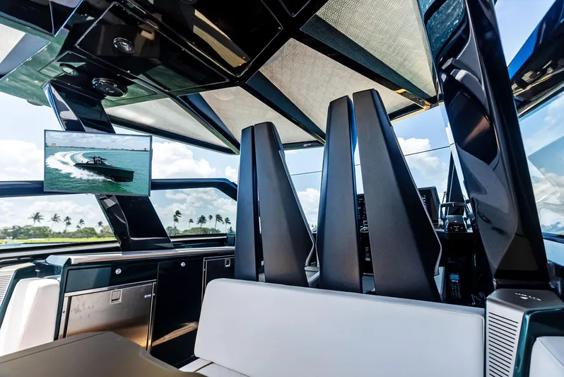 Green Eyes Yacht Photos Pics Interior of 2023 Wally Wallytender 43X yacht with sleek design and modern features.