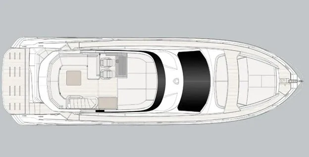  Yacht Photos Pics Top view layout of 2024 Azimut 53 Fly yacht, showcasing spacious deck design.