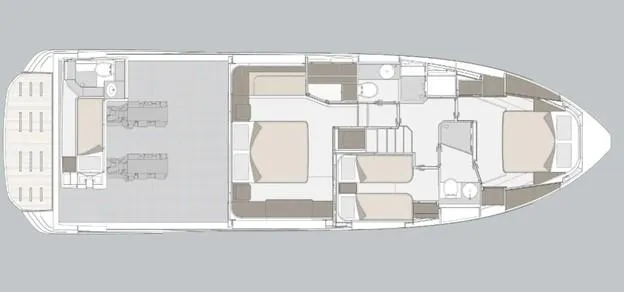  Yacht Photos Pics 2024 Azimut 53 Fly yacht floor plan, showcasing spacious cabins and modern layout.