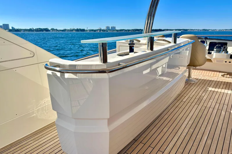  Yacht Photos Pics Luxurious 2016 Absolute 72 FLY yacht deck with sleek design and ocean view.