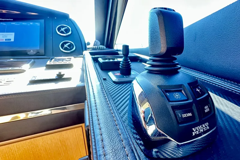  Yacht Photos Pics Control panel of a 2016 Absolute 72 FLY yacht with Volvo Penta joystick.
