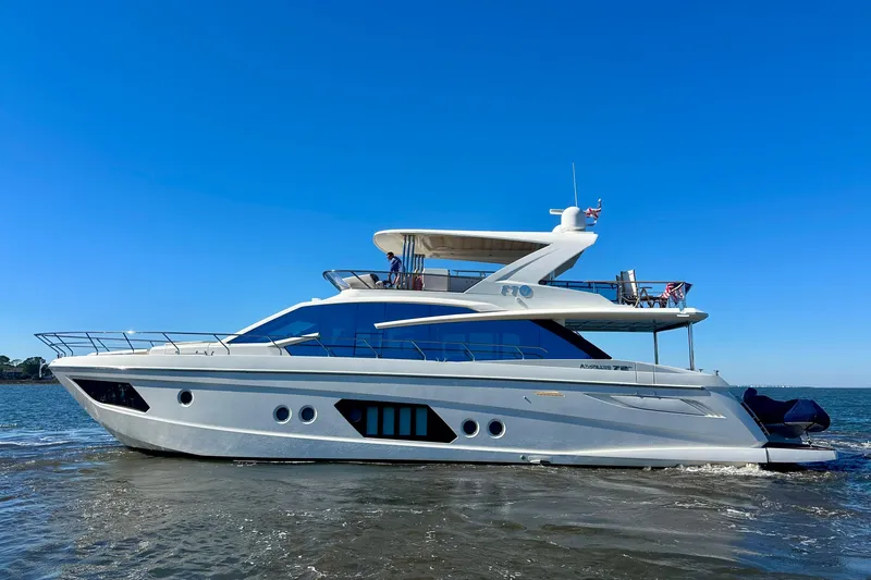  Yacht Photos Pics Luxury Absolute 72 FLY yacht from 2016 cruising on open water.