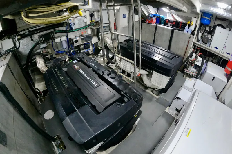  Yacht Photos Pics Engine room of 2016 Absolute 72 FLY yacht featuring Volvo Penta engines.