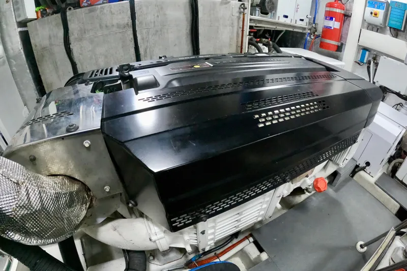  Yacht Photos Pics Engine room of 2016 Absolute 72 FLY yacht, featuring a modern engine setup.