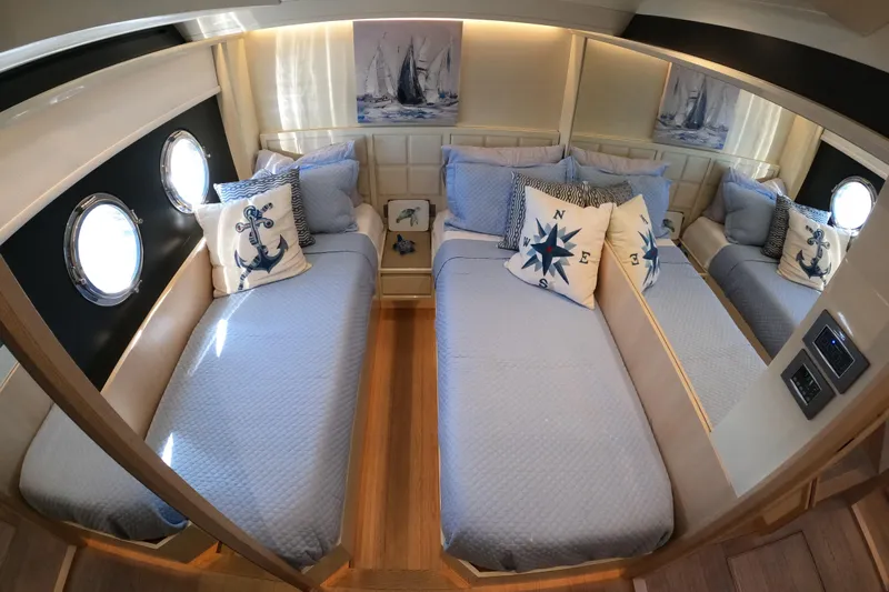  Yacht Photos Pics Luxurious twin cabin on 2016 Absolute 72 FLY yacht with nautical decor.