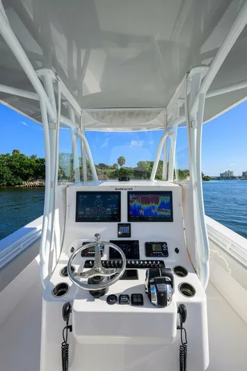 Baker Acted Yacht Photos Pics 2020 Contender 35ST boat helm with advanced navigation systems.