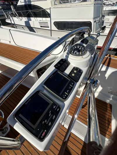 Dharma Yacht Photos Pics Jeanneau 57 yacht helm with navigation instruments, 2013 model.