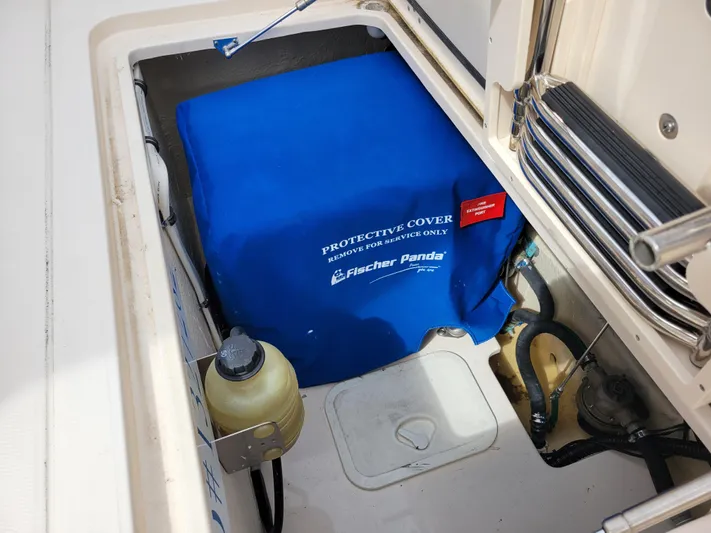  Yacht Photos Pics Protective cover in Grady-White Express 370 boat, 2022 model, featuring Fischer Panda equipment.