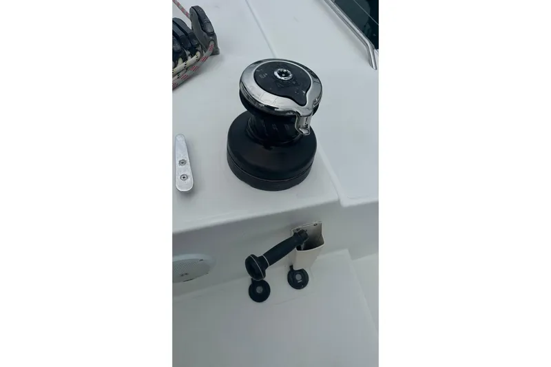  Yacht Photos Pics Winch and cleat on 2010 Lagoon 500 yacht deck.