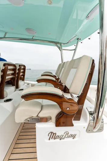  Yacht Photos Pics 2025 Mag Bay 43 CC boat with luxurious seating and teak accents.