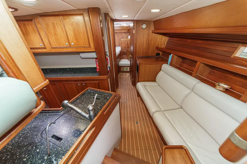 Aesclepius Yacht Photos Pics Galley and forward companionway