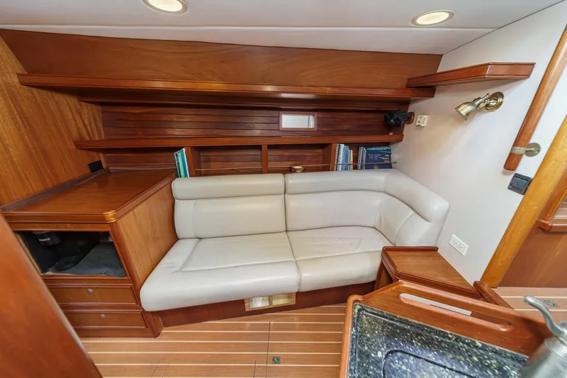 Aesclepius Yacht Photos Pics Seating adjacent to galley