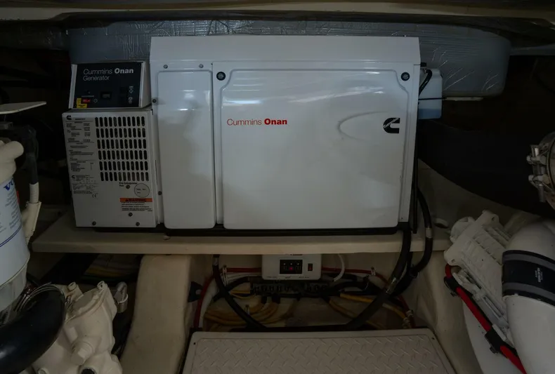 True North Yacht Photos Pics Cummins Onan generator in 2017 Tiara Yachts F53 Flybridge engine room.
