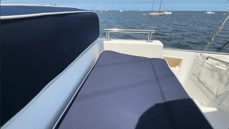 Ivana V Yacht Photos Pics Luxurious seating on a 2012 Lagoon 450 yacht with ocean view.