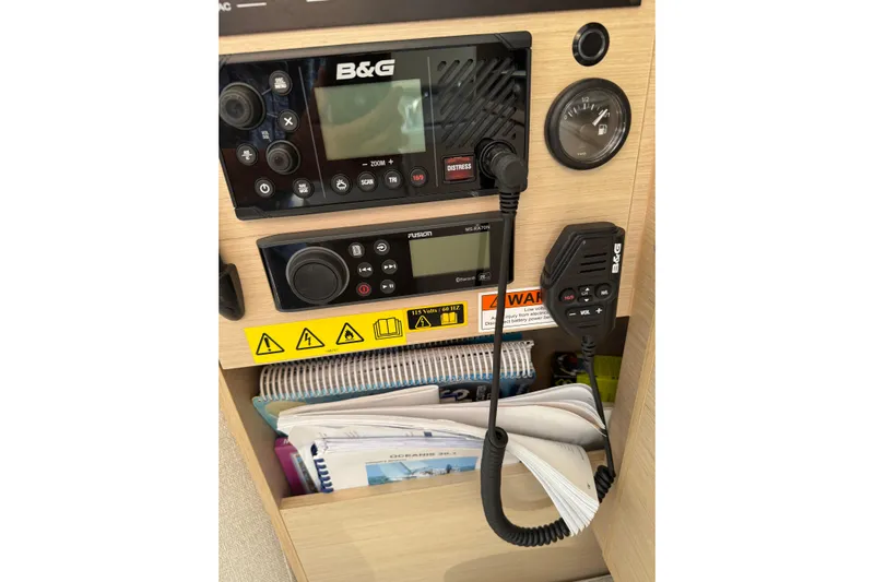 Kaifu Yacht Photos Pics Control panel of a 2020 Beneteau Oceanis 30.1 sailboat with navigation equipment.