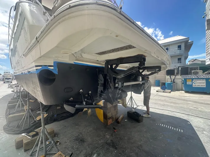  Yacht Photos Pics A 2015 Princess f56 yacht undergoing maintenance at a shipyard.