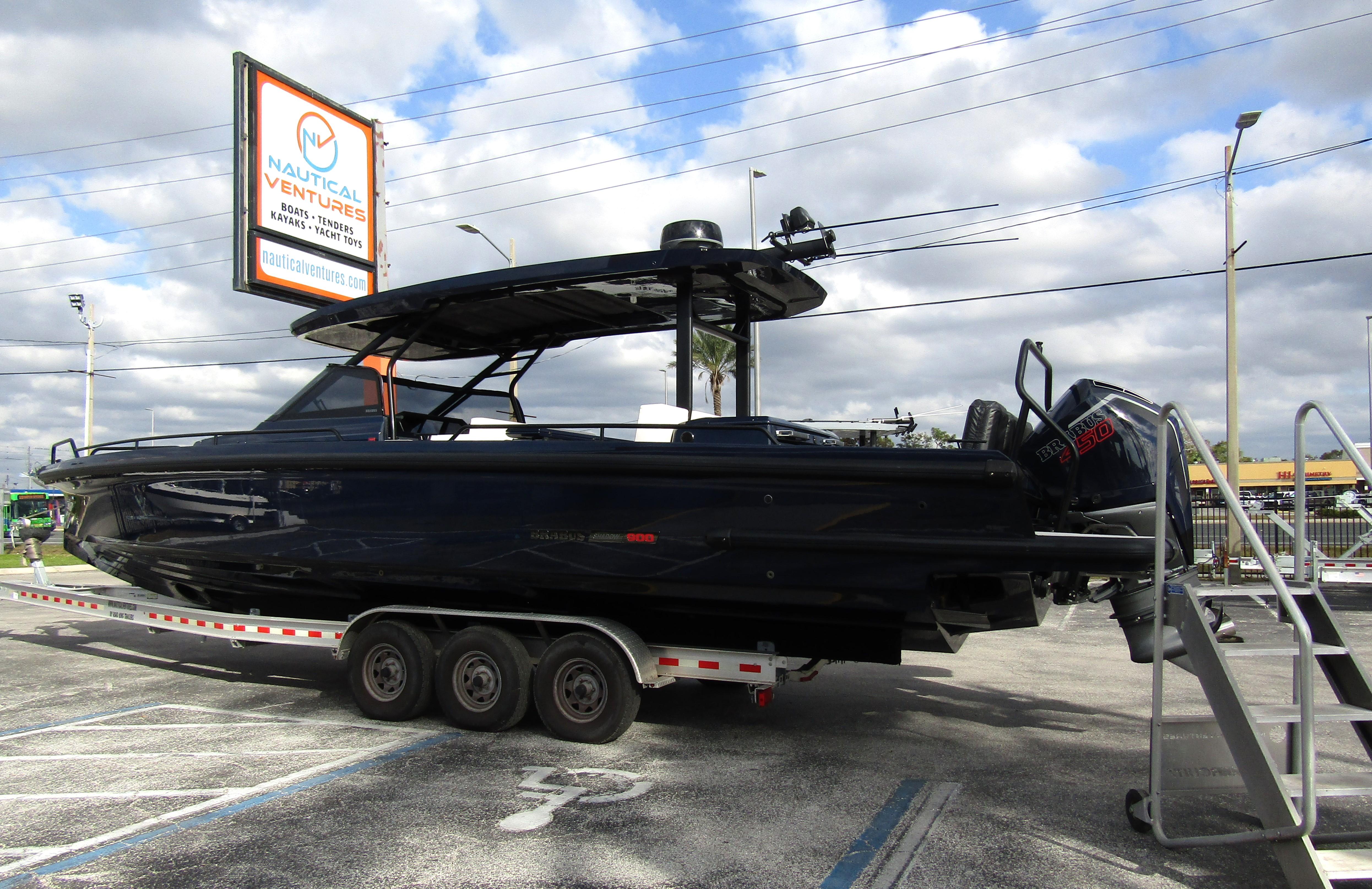 2024 BRABUS Shadow 900 ST boat on trailer at dealership.
