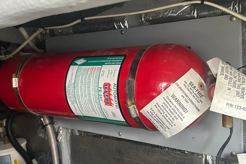  Yacht Photos Pics Red Sea-Fire automatic fire extinguisher in a 2009 Meridian 441 Sedan engine room.