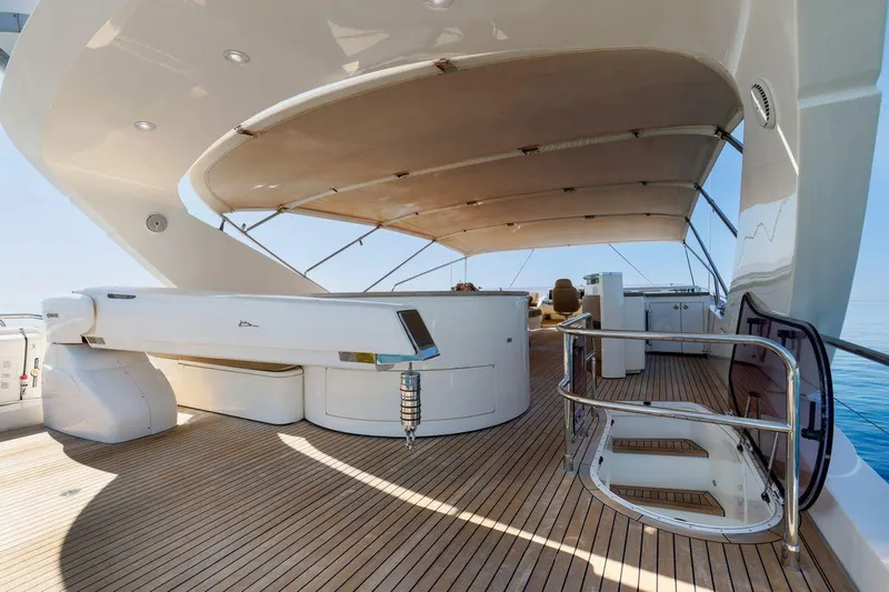  Yacht Photos Pics Luxurious 2010 Princess Flybridge 85 Motor Yacht with spacious deck and modern amenities.