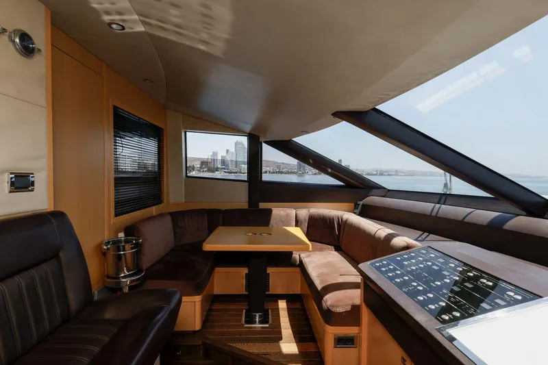  Yacht Photos Pics Luxurious interior of 2010 Princess Flybridge 85 Motor Yacht with panoramic windows.