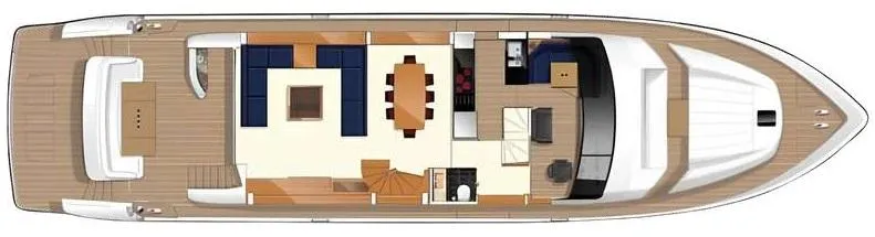  Yacht Photos Pics Top view layout of 2010 Princess Flybridge 85 Motor Yacht, showcasing spacious interior design.