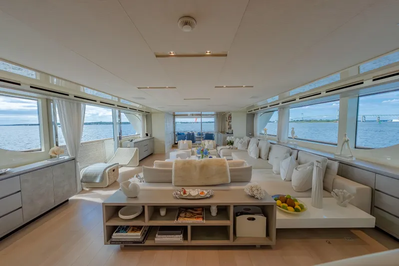 Phoenix Yacht Photos Pics Luxurious interior of 2019 Sanlorenzo SD112 yacht with panoramic ocean views.