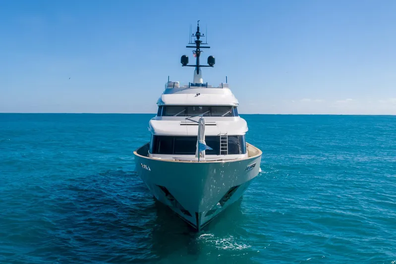 Phoenix Yacht Photos Pics Sanlorenzo SD112 yacht from 2019 on open sea, front view.