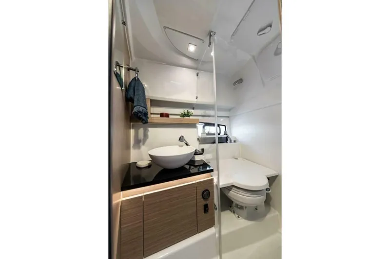  Yacht Photos Pics 2025 Jeanneau Leader 9.0 WA Series 2 bathroom with modern fixtures and sleek design.