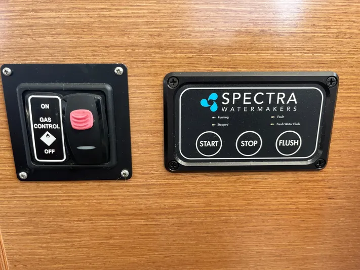 Eleven Seven Yacht Photos Pics Control panel on a 2013 Beneteau Swift Trawler 34 with Spectra Watermakers system.