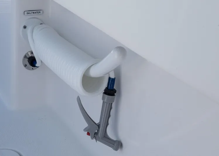  Yacht Photos Pics Saltwater hose and nozzle on 2025 Invincible 35 Catamaran.