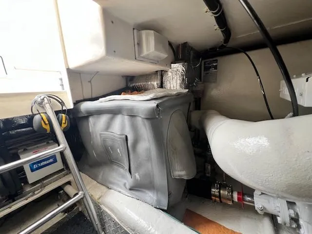 Fryedays Off Yacht Photos Pics Engine room of 2003 Ocean Yachts 43 Super Sport, showcasing equipment and components.