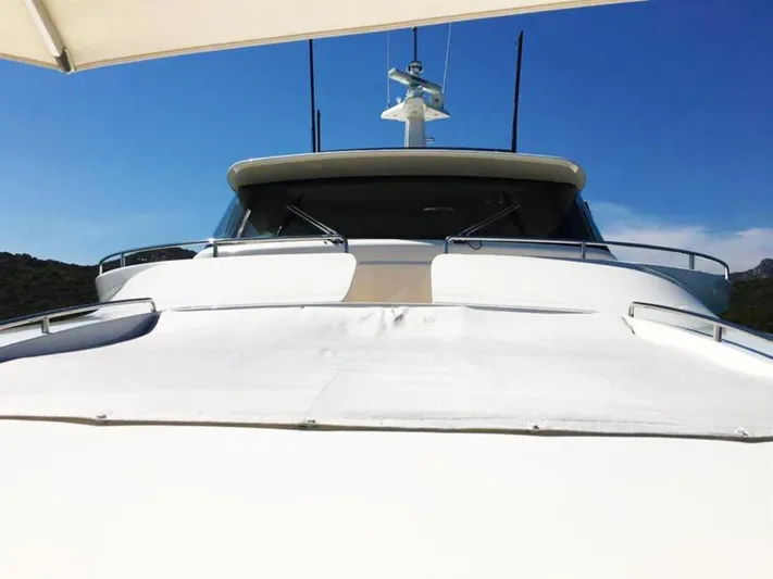  Yacht Photos Pics Luxurious 2017 Custom Line Navetta 28 yacht under clear blue sky.